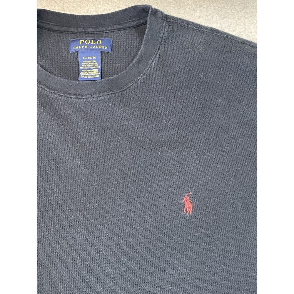 Polo Ralph Lauren Mens Sz 2XL Black Waffle Knit Long Sleeve Crew Neck T-Shirt - Picture 5 of 6